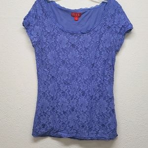 Elle lace overlay tee in periwinkle Size Medium